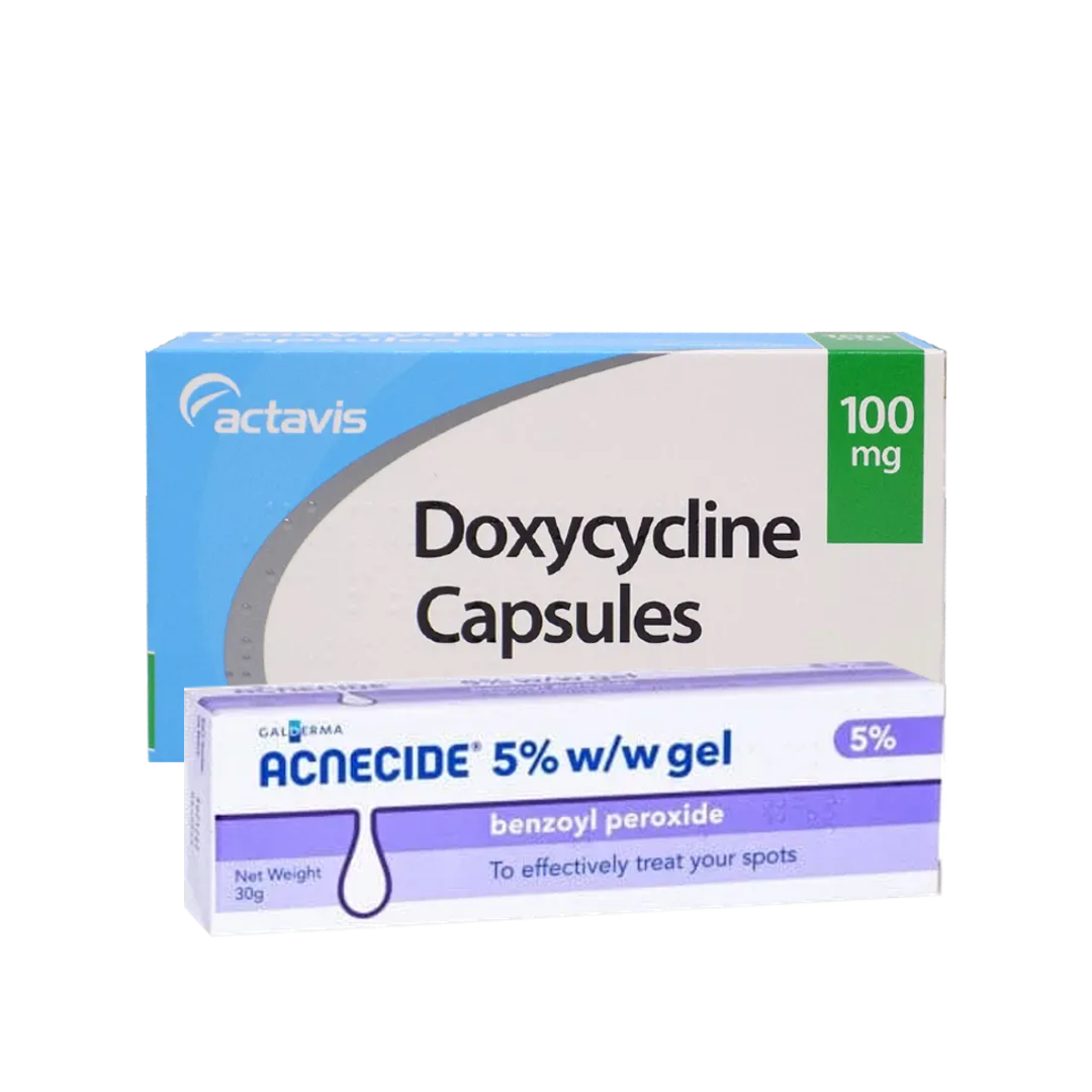 Doxycycline 100mg Capsules (84 Capsules) and Benzoyl Peroxide Gel(30G)