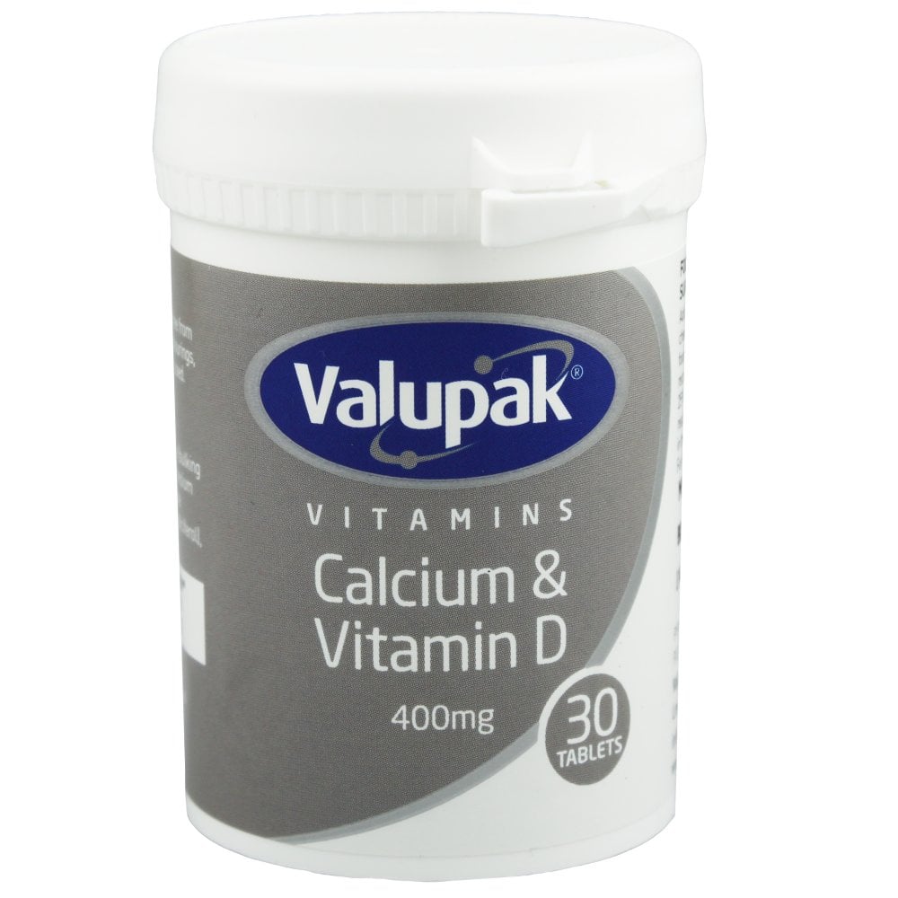 Valupak Calcium & Vitamin D3 400mg 30 Chewable Tablets