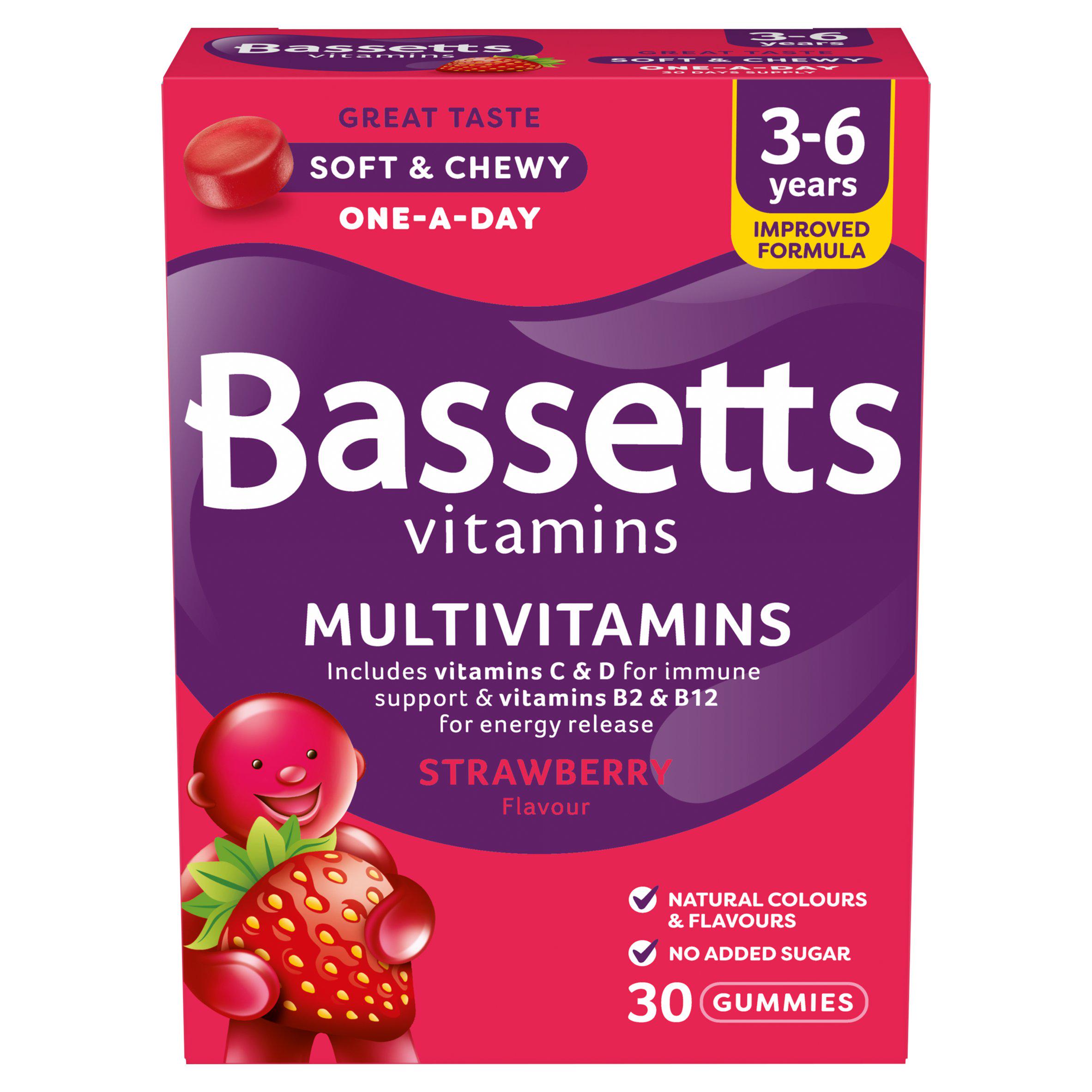 Bassetts 3-6 Years Multivitamins Strawberry Flavour 30 Gummies