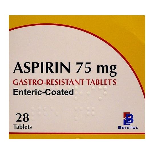 Aspirin 75mg Enteric-Coated Tablets 28 Tablets