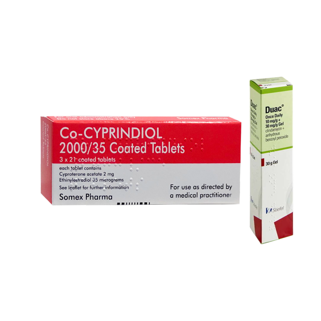 Co-cyprindiol (63 Tablets) and Duac Once Daily Gel 3%