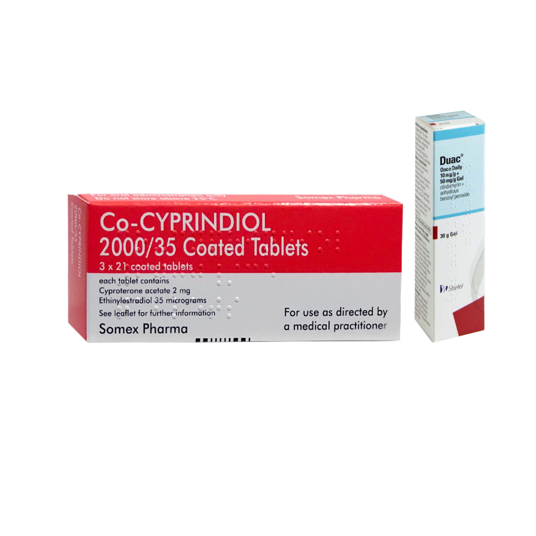 Co-cyprindiol (63 Tablets) and Duac Once Daily Gel 5%