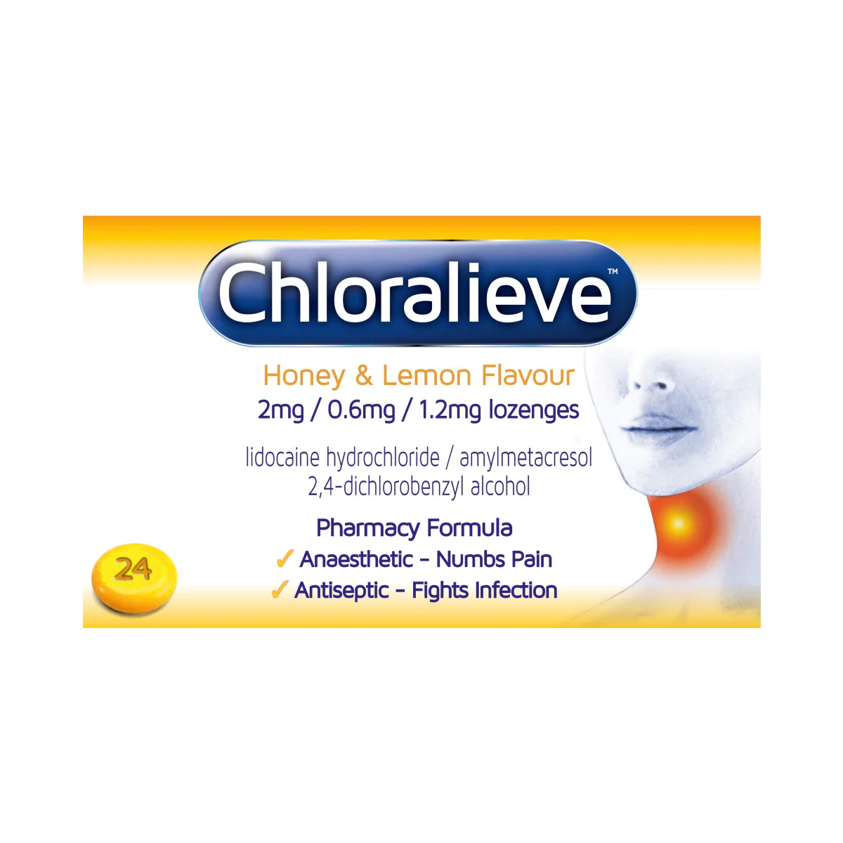 Chloralieve Honey & Lemon Lozenges 24 Lozenges
