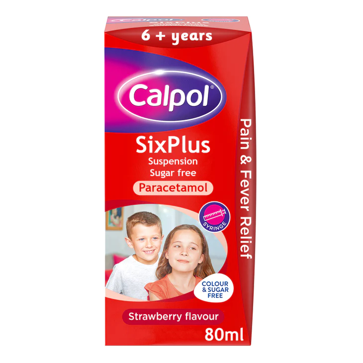 Calpol SixPlus Sugar Free Suspension Strawberry Flavour 80ml