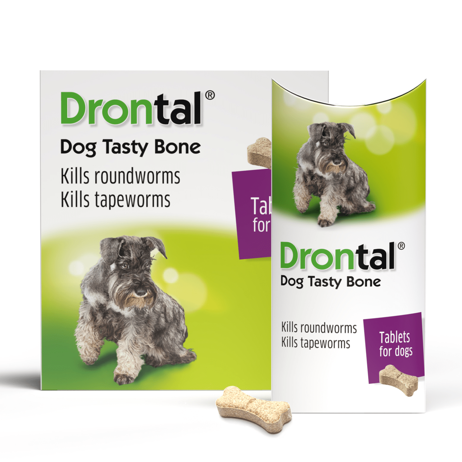 Drontal Tasty Bone Wormer Tablets 150/144/50mg 2 Tablets
