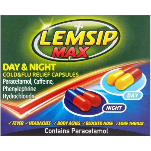 Lemsip Max Cold & Flu Relief Day & Night Capsules 16 Capsules