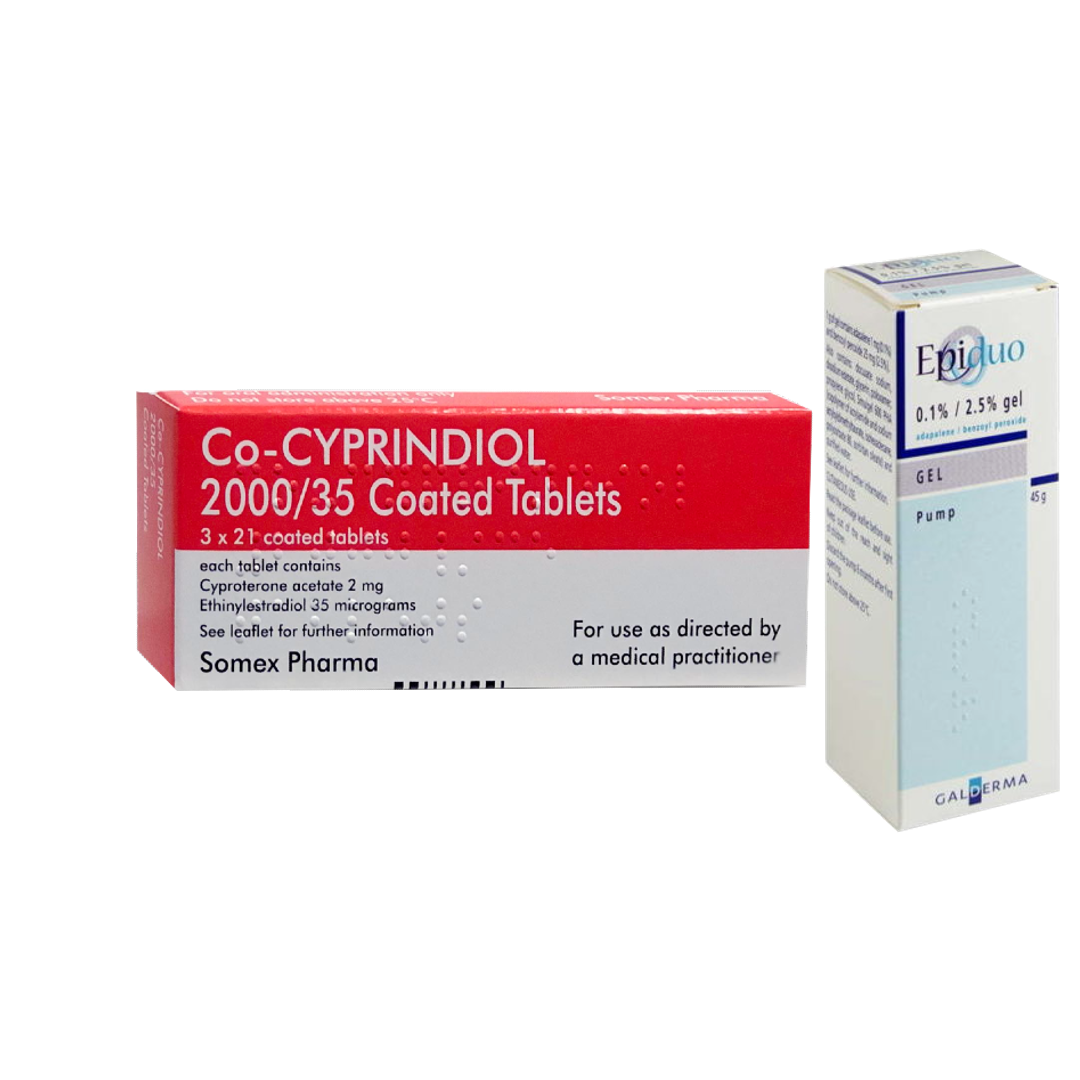 Co-cyprindiol (63 Tablets) and Epiduo Gel