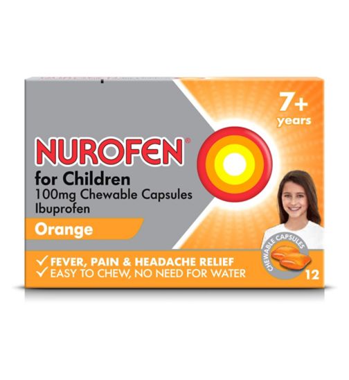 Nurofen For Children 100mg Chewable Capsules Orange Flavour 12 Capsules