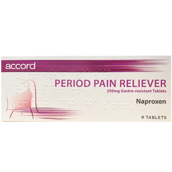 Naproxen 250mg Period Pain Reliever Gastro-resistant 9 Tablets