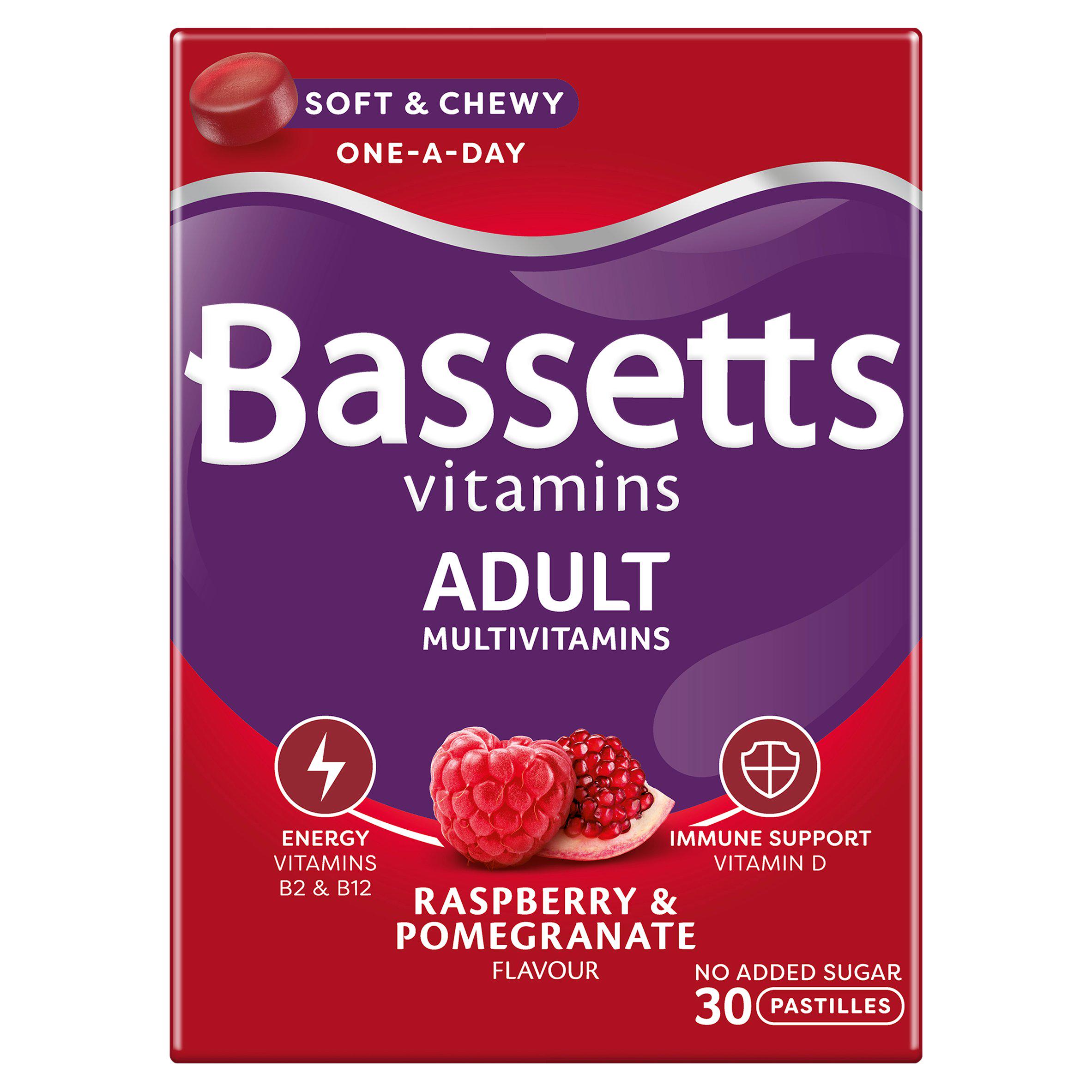 Bassets Adult Multivitamins Raspberry & Pomegranate 30 Pastilles